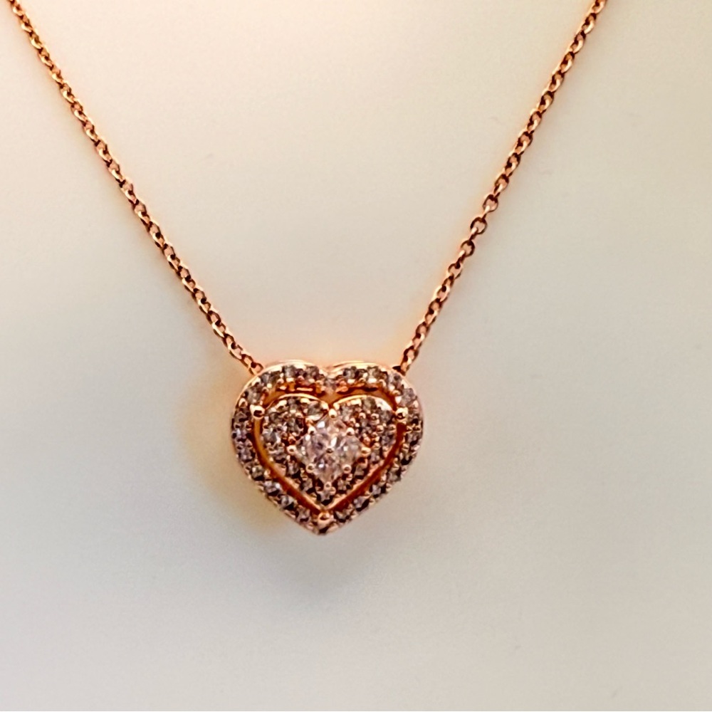 Macy’s Rose Gold Cubic Zirconia Heart Pendant Necklace | NWT Sparkle Gift